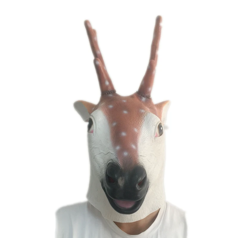 Halloween cervo Sika maschera in lattice testa piena novità giraffa maschere in gomma naturale travestimento in maschera oggetti di scena cosplay formato adulto