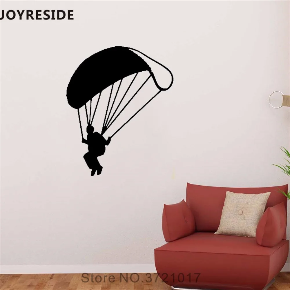 JOYRESIDE Skydiving Wall Decal Extreme Sport Wall Sticker Jumper Parachute Vinyl Decor Home Livingroom Interior Designed A826