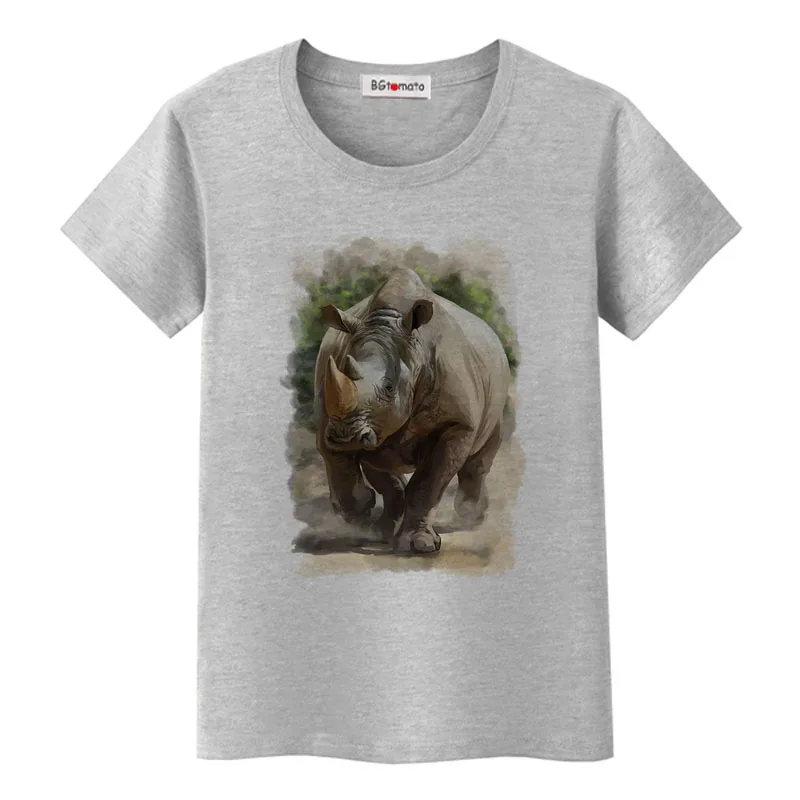 

BGtomato big rhinoceros plus tshirt women super cool 3D animals printing t-shirt cheap sale brand top rhinoceros shirts