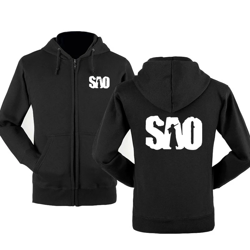 

SAO Sword Art Online Hoodies Men Harajuku HipHop Sweatshirt Anime Fans Clothes Fleece Zipper Hooded Tracksuit Male Casual Hoody