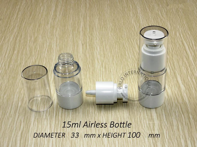 Capacity 15ml  200pcs/lot Transparent lotion Pump airless Bottle with high quality