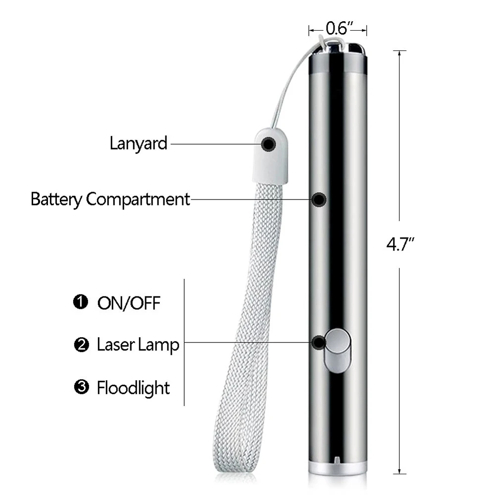 Laser Pointer for Cats Dog Chaser Toys 2 in 1 Multi Function Laser Pointer Pen Exercise Training Tool LED Flashlight Child Gift