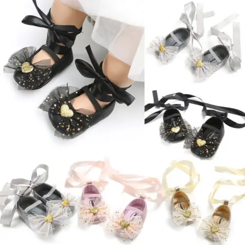 Newborn Baby Girl Sequins Glitter Crib Shoes Soft Sole Shoes Party Prewalker Size 0-18M