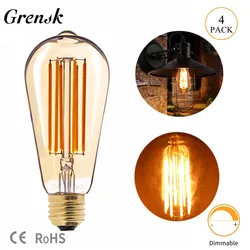 ST64 6W E27 LED Bulbs 220V Dimmable Long Filament Lamp Vintage Edison Golden led Light Replace 60W Incandescent Home Decor