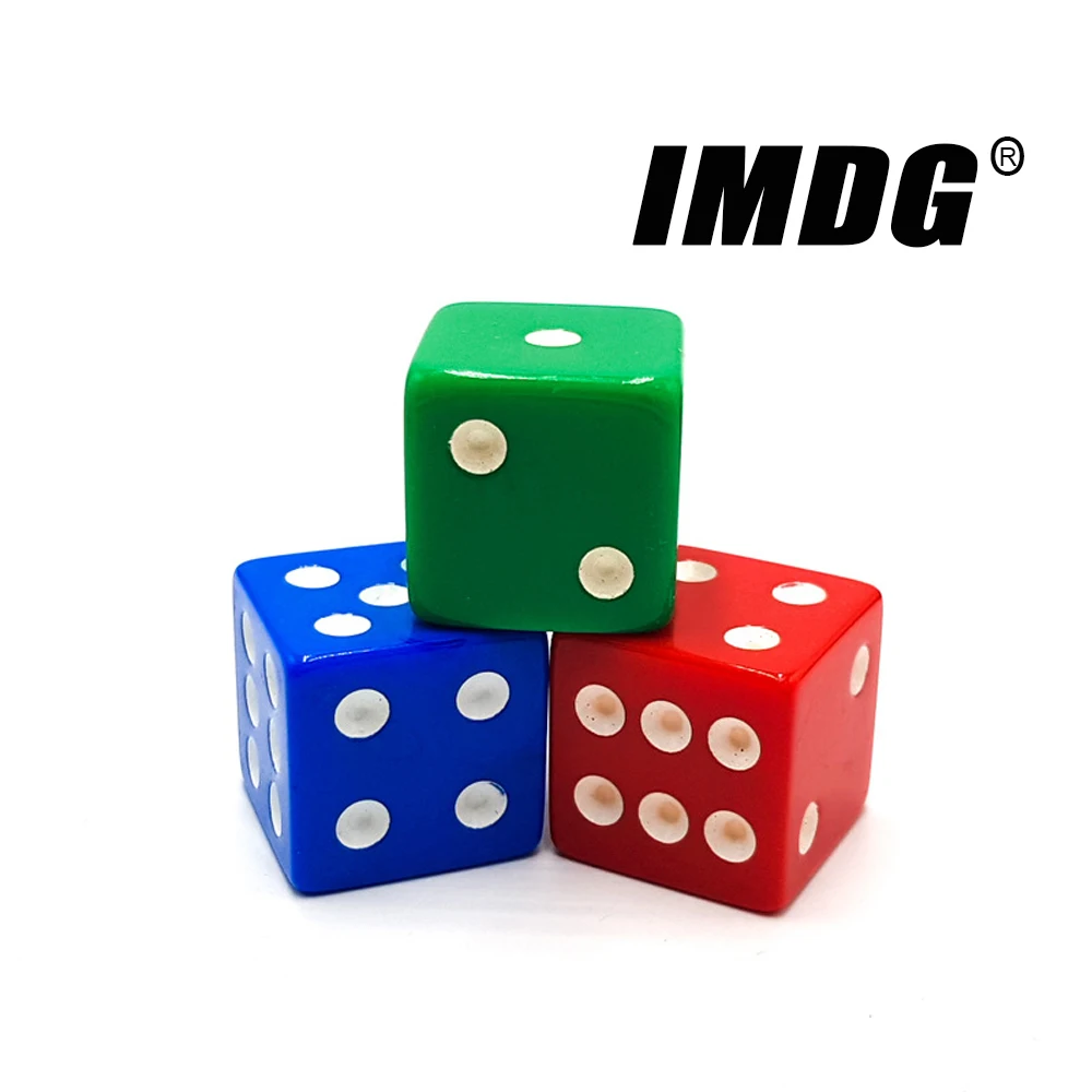 10pcs/pack New Acrylic Red Blue Green Dice 16mm White Dot Square Corners High Quality Boutique Game Dice