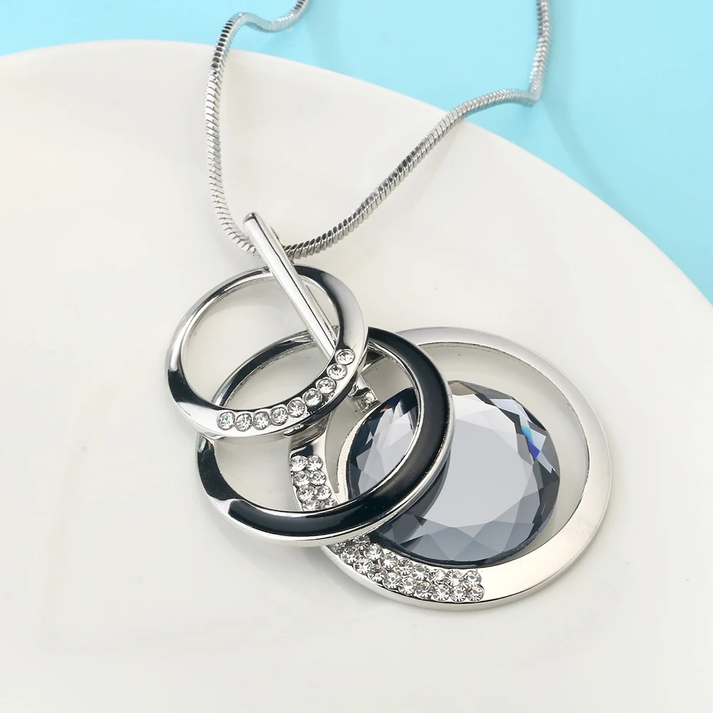 Meyfflin Collier Femme Long Necklaces & Pendants for Women Round Statement Necklace Maxi Colar Chain Fashion Jewelry 2022 Bijoux