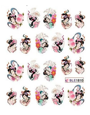 1 Sheet Nail BLE1810 Geisha Girl Nail Art Water Transfer Sticker Decal Sticker For Nail Art Decoration