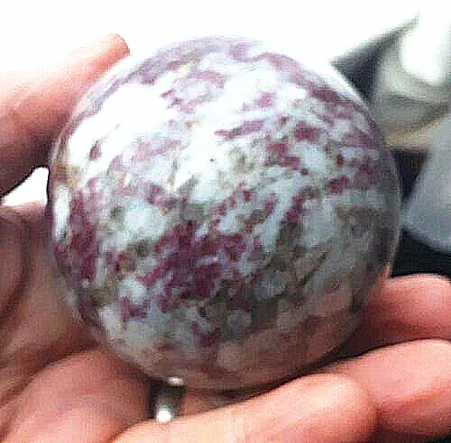 150-200g   Natural granite ball inside the ruby pink tourmaline crystal