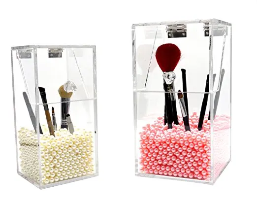 MEYA  Acrylic Makeup Cosmetics Organizer Brush Holder Lipstick Puff Drawer Dustproof Box With Free Pearl  many sizes