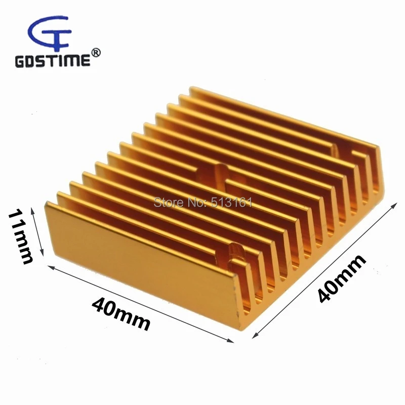 Алюминиевый экструдированный теплоотвод Gdstime 40x40x11 мм, 10 шт./лот, Gloden, 40 мм, для 3D-принтера