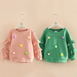 2024 Spring Autumn 2 3 4 5 6 8 10 Years Children'S Birthday Gift Flare Trumpet Sleeve Decoration Coat Kids Baby Girl Sweatshirt