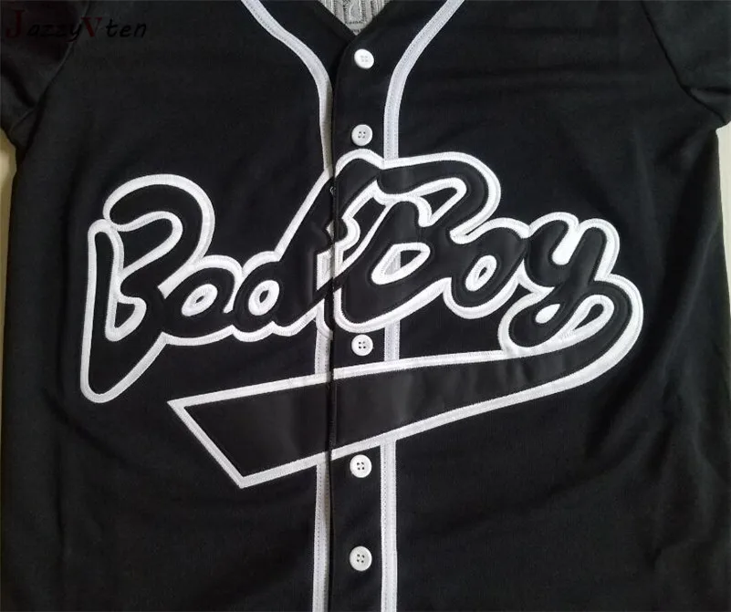 Movie jerseys Men  Bad Boy  Smalls 10 Baseball Jersey Black Whtie For Drop  Shipping street hiphop baseball tops