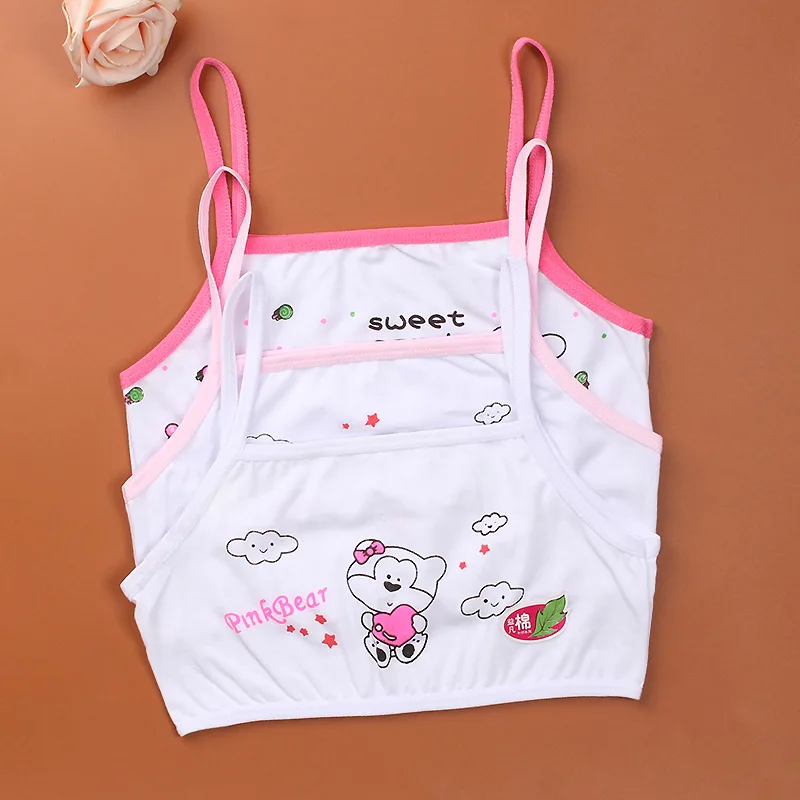 

3PCS/LOTcotton young girls training bra 8-13 years old children bras Condole belt vest kids bra camisole for child