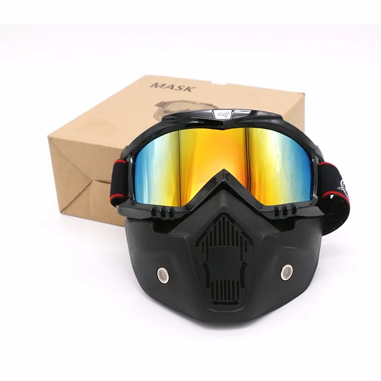 

Detachable Motorcycle Goggles Glasses Mask Visor Ski Snowboard Motocross Oculos Gafas for Open Face Motorcycle Half Helmet