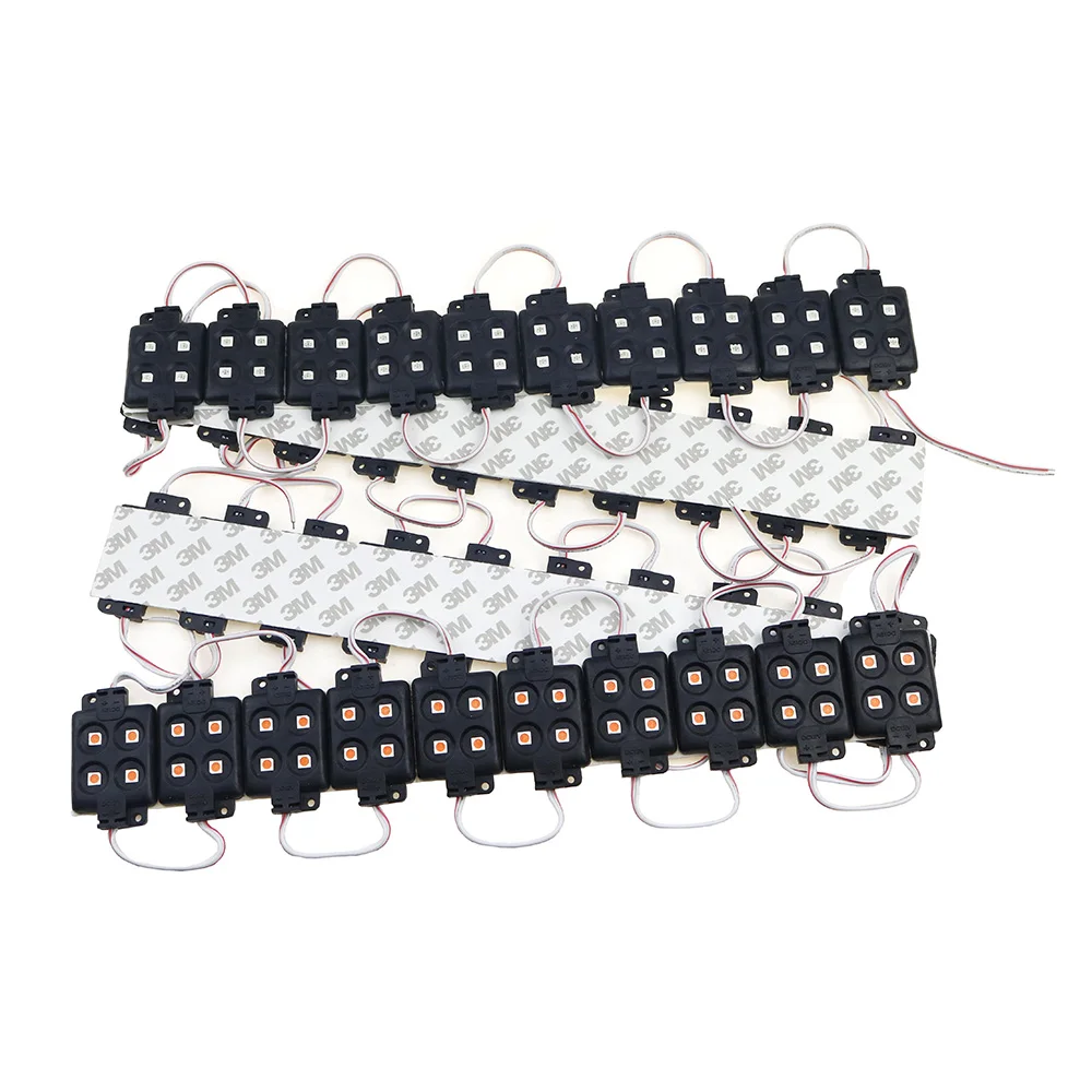 

20PCS/Lot 4Leds IP65 Led Module 5050 SMD DC12V Waterproof Square Led Module Injection black Molding For Backlighting 6 colors