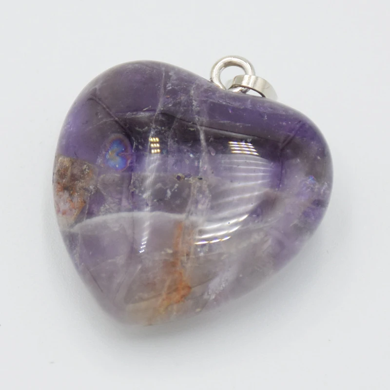Natural Stone Love Heart Pendant for Women Girl Necklace Amethysts Clear Crystal Pink Quartzs Opal Reiki Chakra Fashion Jewelry