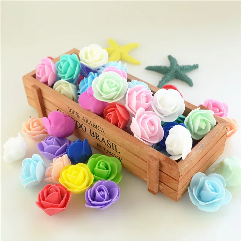 50pcs/ Bag Multicolor Mini PE Foam Rose Head Artificial Handmade Rose Head DIY Wedding Home Decoration Festival Party supplies