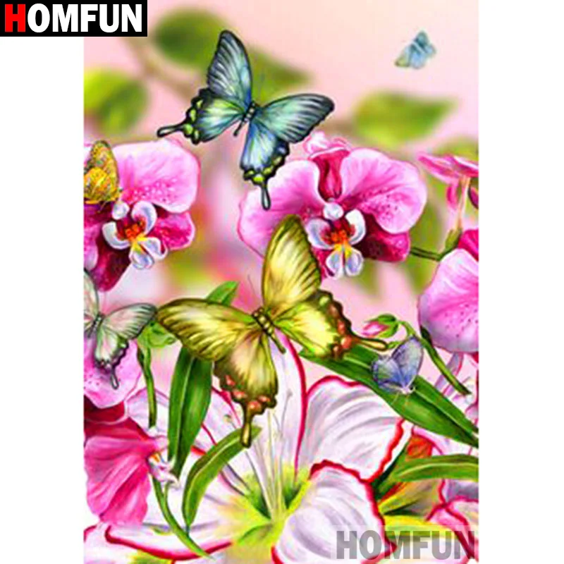 

HOMFUN Full Square/Round Drill 5D DIY Diamond Painting "Flower butterfly"3D Diamond Embroidery Cross Stitch Home Decor A19898