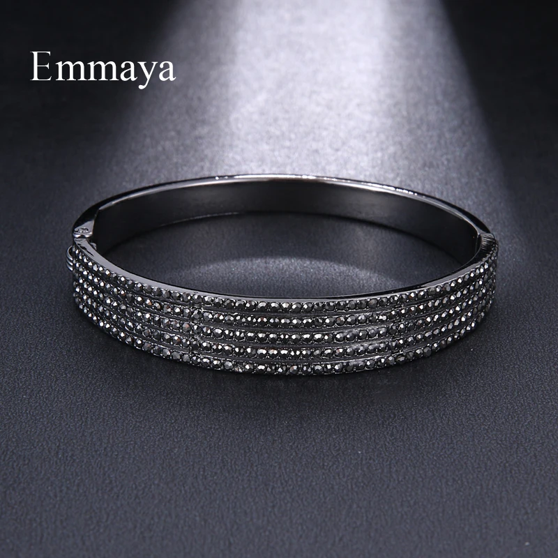 Emmaya New Arrival CZ Zircon Stone Rose Gold color Gun Black Bangle Fashion Women Bracelet Jewelry Wedding Party