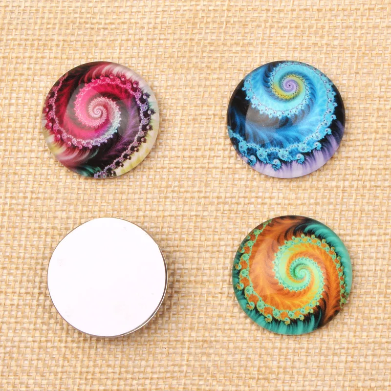 reidgaller Mixed Round Dome Colorful Fractals Photo Glass Cabochon 12mm DIY earrings Pendants Making