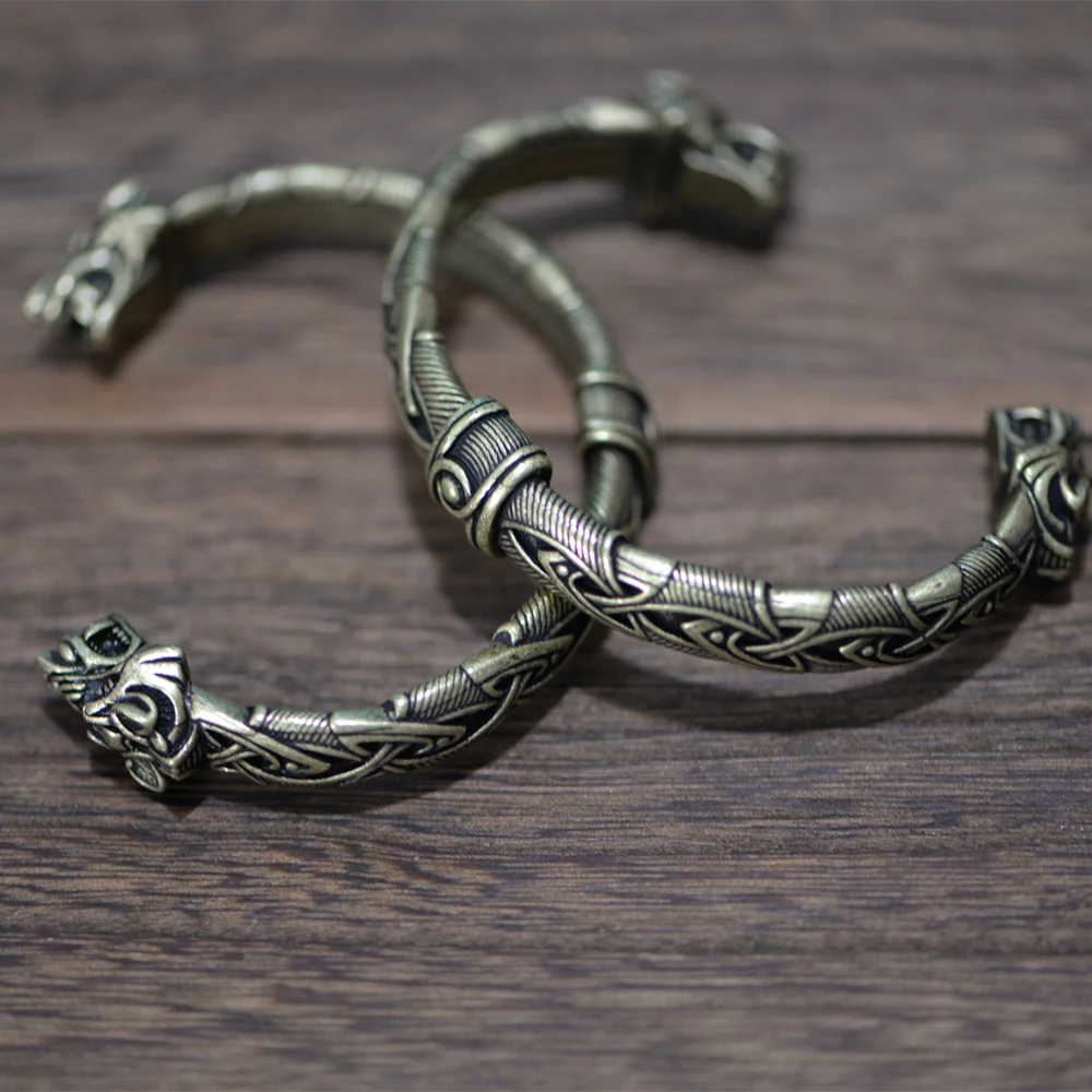 LANGHONG 1pcs Viking Bracelet and Bangle Wolf Head Bracelet For Men and Women Talisman Jewelry