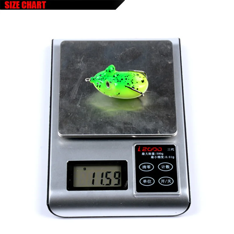 Proleurre 1pcs 55mm 11.5g Soft Frog Bait Fishing Lure Frog Lure Treble Hooks Topwater ray frog Artificial Silicone Fishing Bait