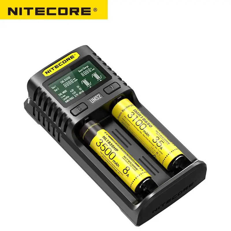 NITECORE UMS2 Intelligent 2- Slot QC Fast Charging Current Multi - Compatible USB Charger