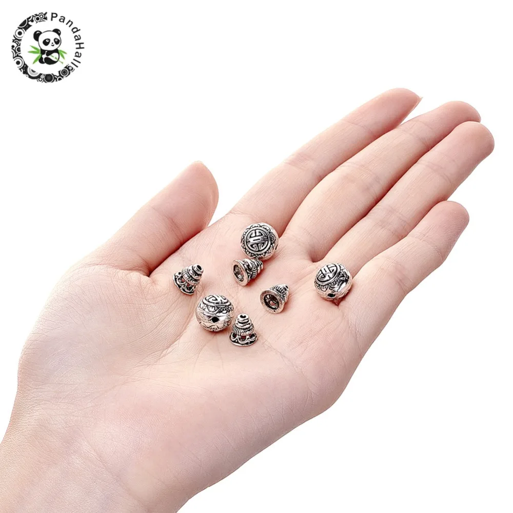 100sets Tibetan Silver Guru Bead Sets 3-Hole Round & Buddha Head Beads 10mm Hole Calabash Bead: 7.5x7.5mm