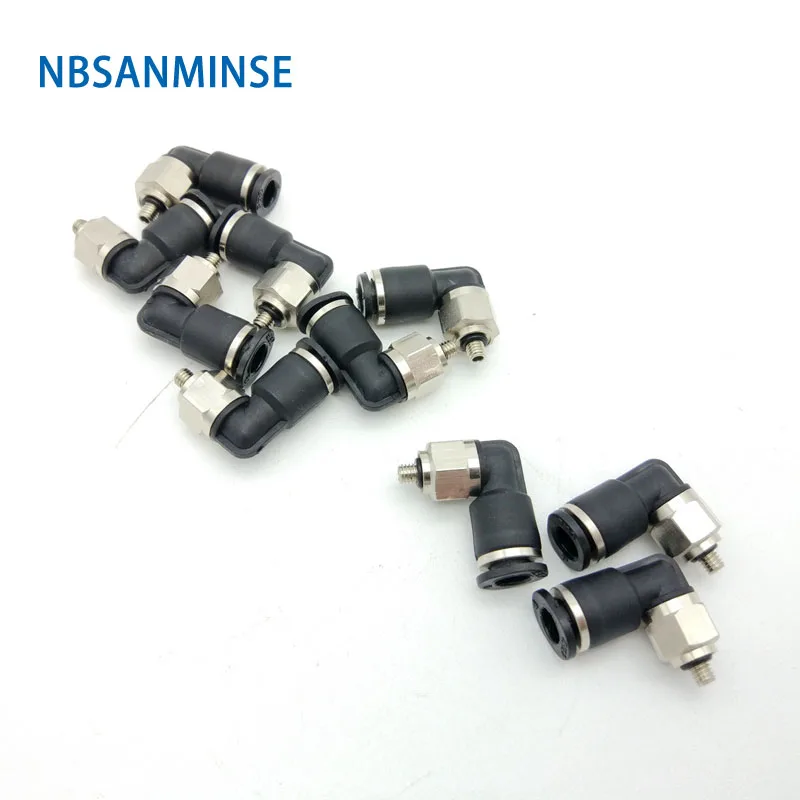 

NBSANMINSE 10 шт./лот PL -C M3 M5 1/8 мини фитинги нажимной пневматический наружный коленчатый пластиковый латунный фитинг пневматические детали