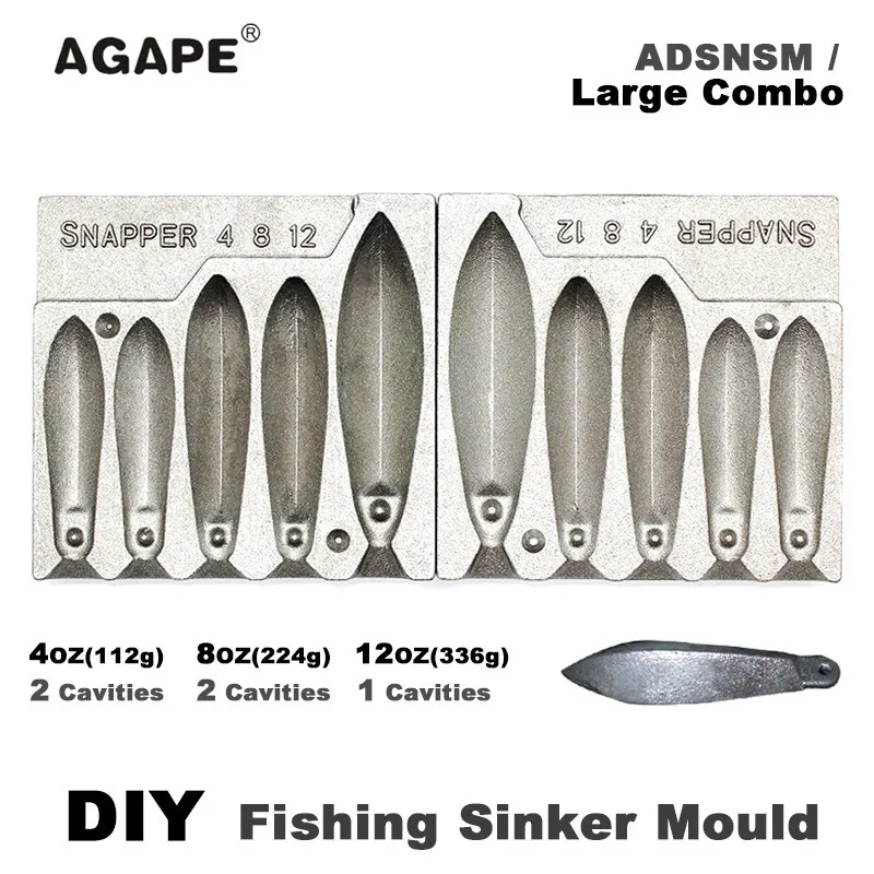 Agape DIY Carp Fishing Snapper Sinker Mould ADSNSM/Large Combo Snapper Sinker 112g 224g 336g 5 Cavities Fishing Accessories