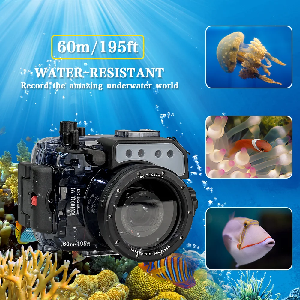 Seafrogs For Sony RX100 I II III IV V Digital Camera Diving Case Underwater Housing 60/m195ft Waterproof Cover Watertight Bag