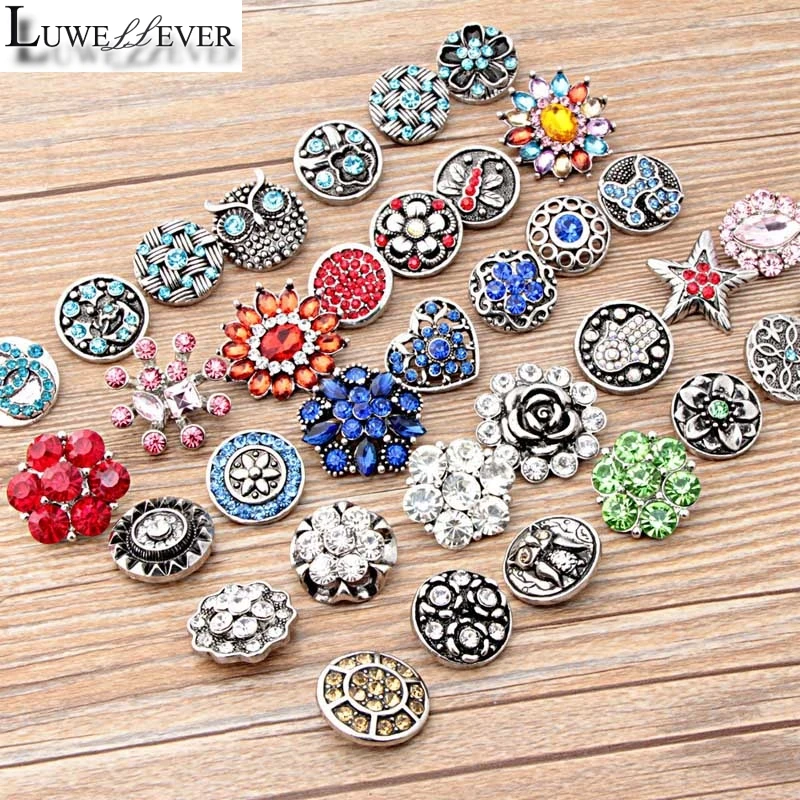 Mixed Sale Jewelry Components 18mm 12mm Metal Snap Button Charm Findings Women Gift DIY Components Fit Interchangeable Jewelry