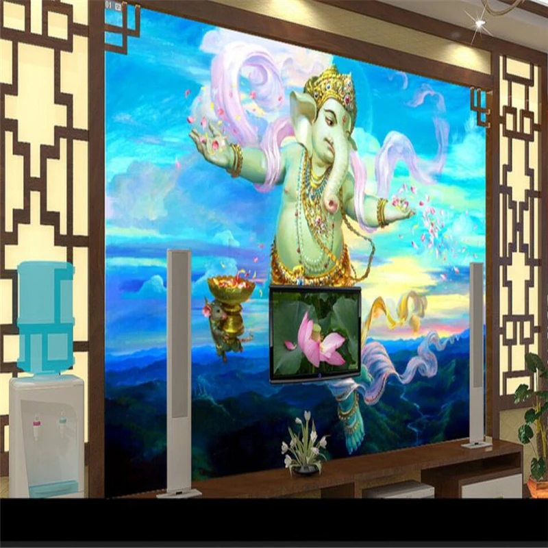 wellyu Southeast Asia Indian Dance Elephant Religious Oil Painting TV Backdrop Customized Large Mural Wallpaper