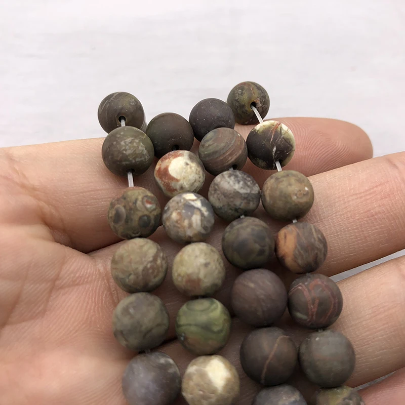 Natural Stone matte Colorful agat loose Round Beads Bracelet 15\