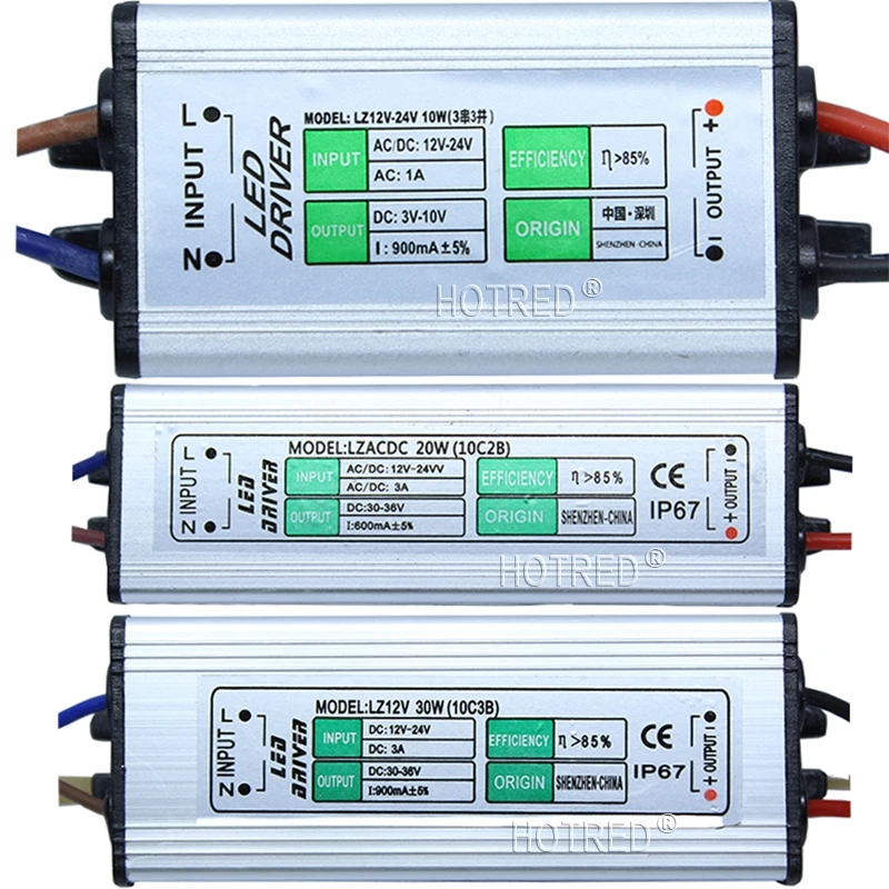 AC 85-265V To DC 3 -10V / DC 30 - 36V LED Driver IP67 Waterproof Lighting Transformers Power Supply 10W 20W 30W 50W 100W