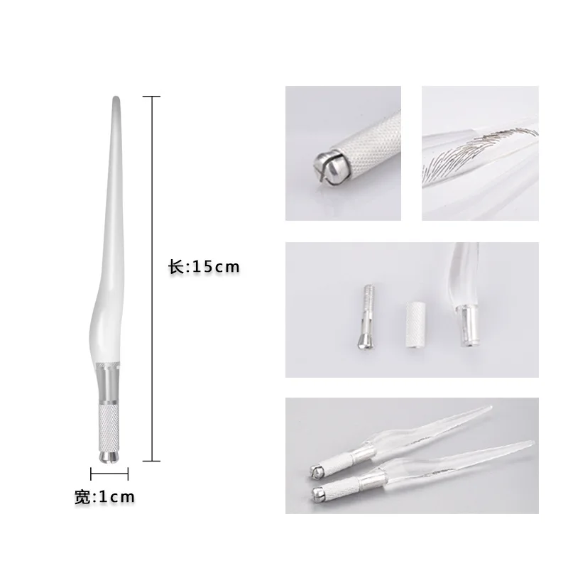 1pcs Stainless Steel Permanent Makeup Manual Tattoo Microblading Pen Manual Crystal Acrylic Tattoo Pen Tattoo Needles Manual pen