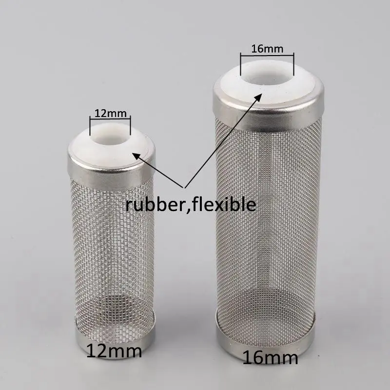 Stainless Steel Mesh Filter for Fish Tank Aquarium, Water Outlet, Shrimp Protective Net, Pipe, 12mm, 16mm, 1Pc