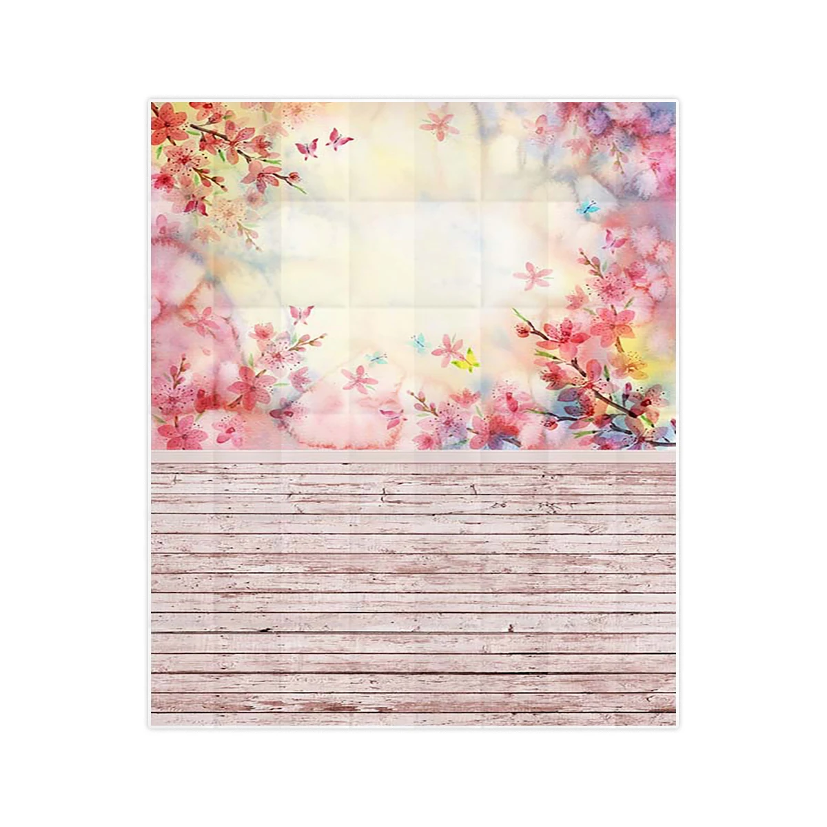 Allenjoy scenic Photo background Spring peach blossom pink gouache on wood board background vinyl photography backdrops vinyl