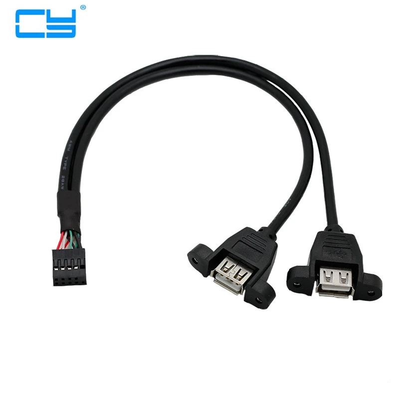 

5pcs 50 cm 0.5m DuPont Empilhavel Dual USB 2.0 Tipo A Femea para Motherboard Cabo Cabecalho 9Pin