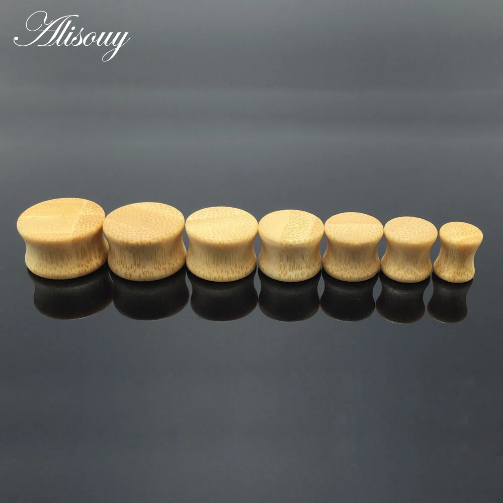 Alisouy piercing body jewelry Solid bamboo ear expander Gauges 8mm -20mm Round Plug tunnel jewelry for female unisex 2 pieces