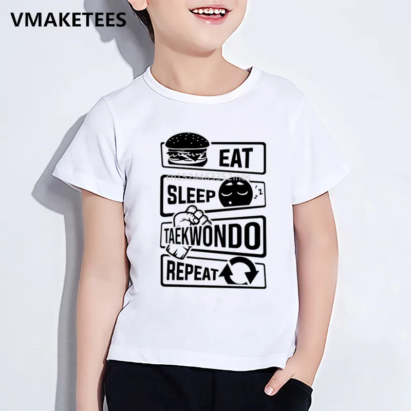 Camiseta de manga corta para niños y niñas, Camiseta estampada de Taekwondo de Corea, ropa informal divertida para bebé, HKP631