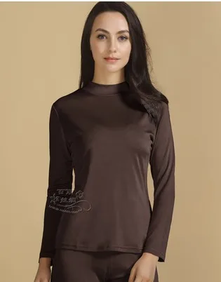 100% authentic mulberry silk top with thick silk machine and a turtle neck warm long-sleeved lingerie -4