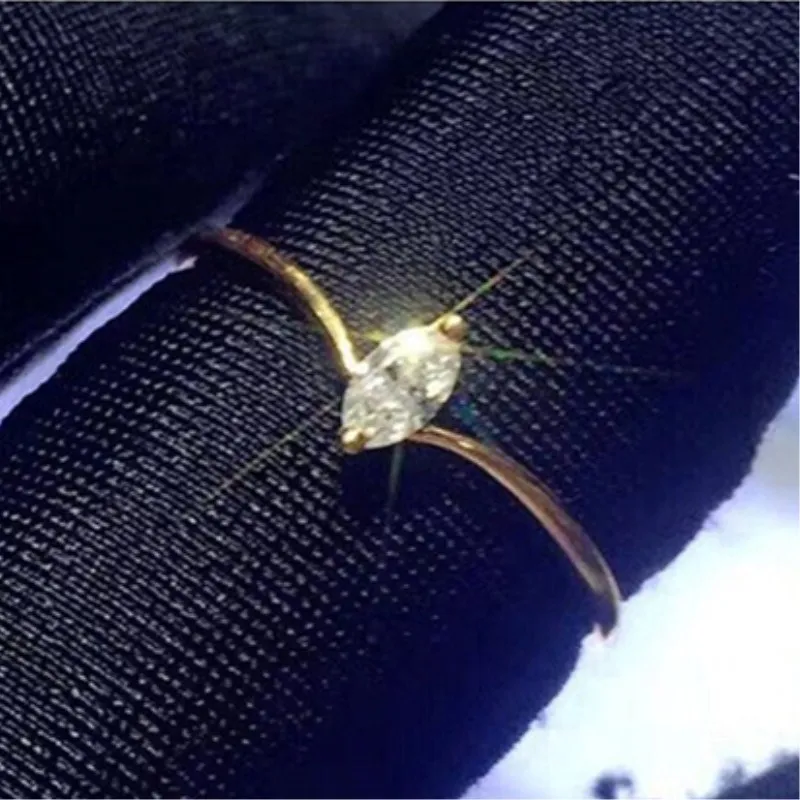 CC Rings For Women Gold Plated Horse Eye Stone V Shape Simple Yellow Cute Ring Wedding Fashion Jewelry Bijoux CC1502