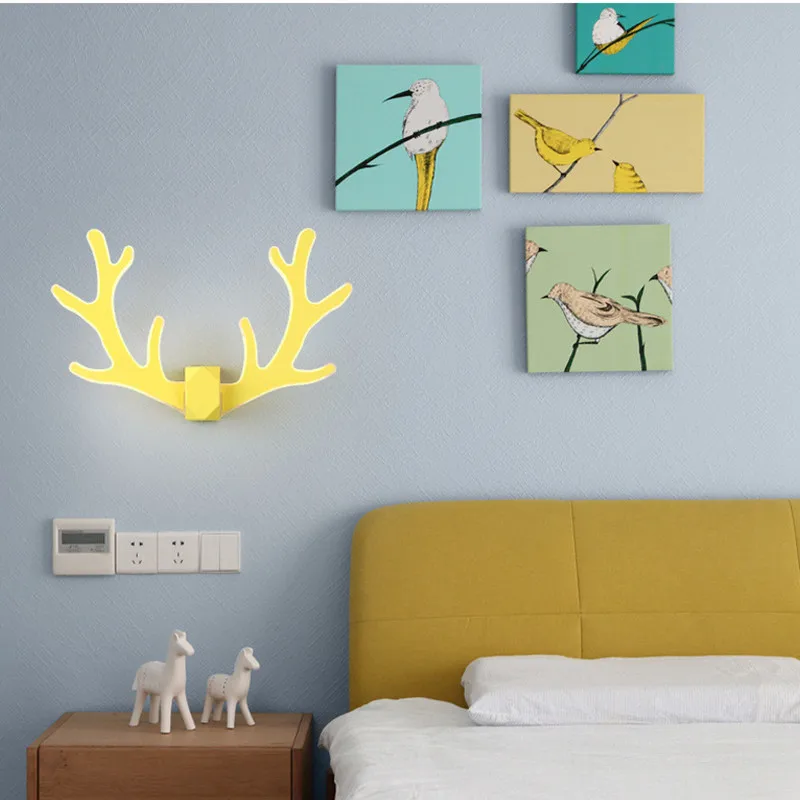 

Nordic Creative Multicolor Led Wall Light Art Cute Deer Romantic Bedroom Bar Bathroom Wall Sconce Free Shipping