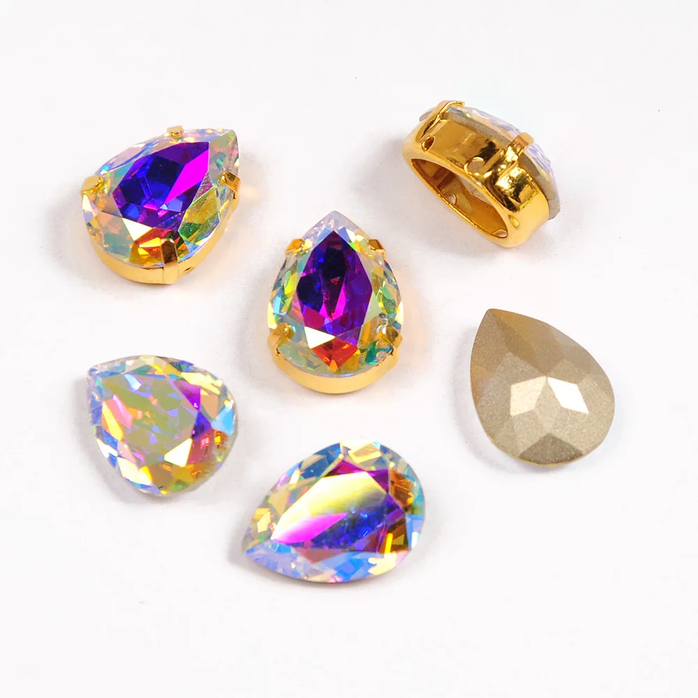 YANRUO Fancy Rhinestones Glass Drop Pear Diamond Stones for Crafts Sewing Ornaments Bright for Accessories