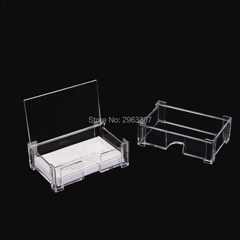 Portable Desk Business Card Storage Box Plastic Clear Name Cards Display Case Business Gifts For Men Women QW7149