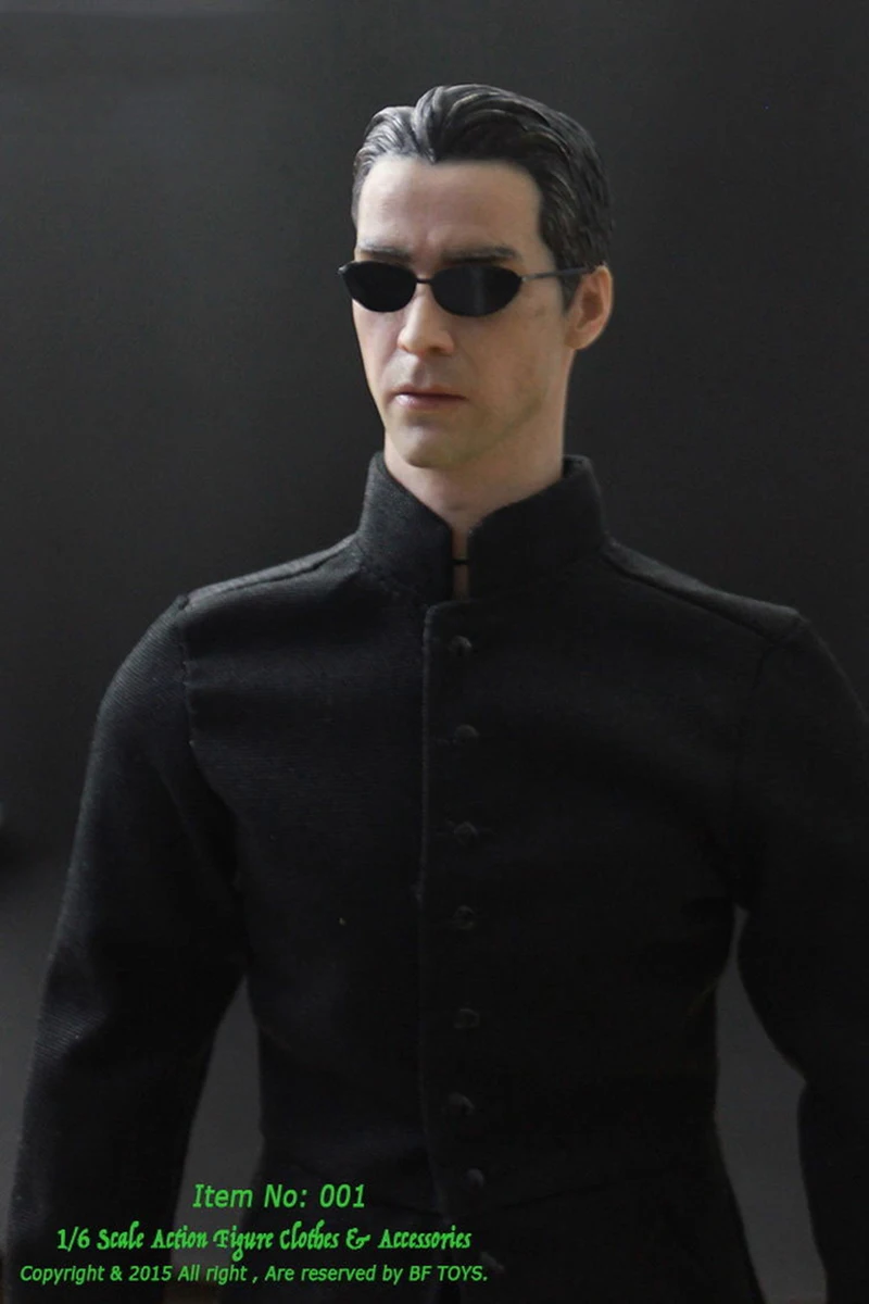 1/6 The Matrix NEO Keanu Reeves Black Coat Clothing Suits For 12\