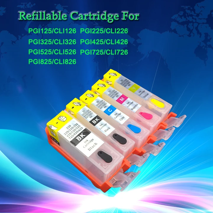 INK WAY Set  FULL INK Refillable Cartridges for Canon Pixma MG5350 with Auto Reset Chips ARC