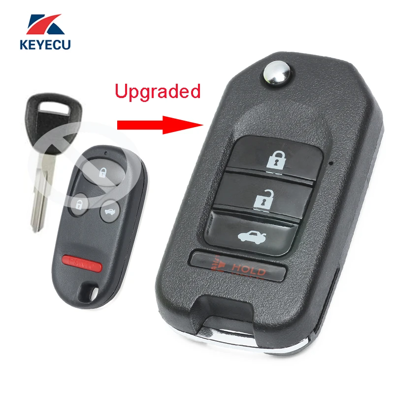 KEYECU Replacement Upgraded Flip Remote Car Key Fob 3+1 Button 307MHz T5 for Honda CRV 1999 Australia Model