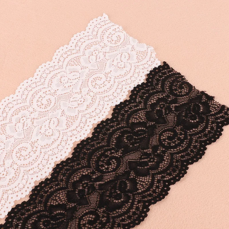 2 Yards 10cm Super Wide White/Black Pierced Lace Fabric Trim Ribbons DIY Sewing Garment Wedding Decoration Accessories Supplies